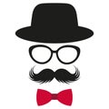 Illustration of a gentleman in glasses and a hat with a mustache